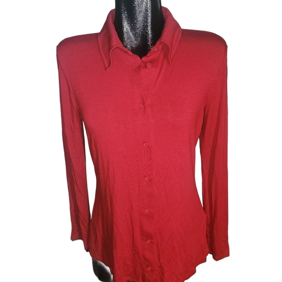 Zara Red Full Button Front Shirt L - Picture 1 of 7
